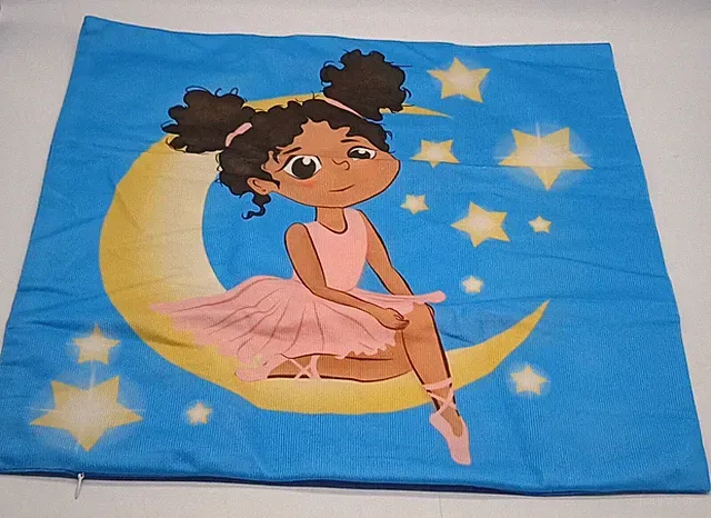 632 - Large 17" x 17" Ballerina on a Half Moon Square Zippered Pillowcase