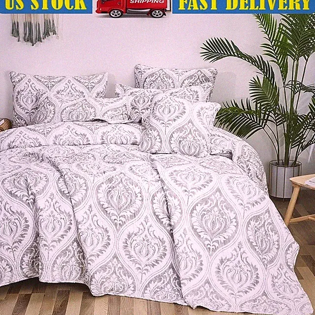 Dreamy Moon Sky Bedspread Quilt Set Victorian Ogee Design W/ Pillow Sham New