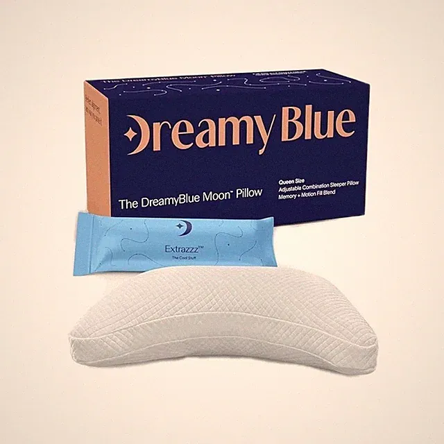 DreamyBlue Moon Pillow Adjustable Loft, Luxury Cover, Shredded Memory Foam.