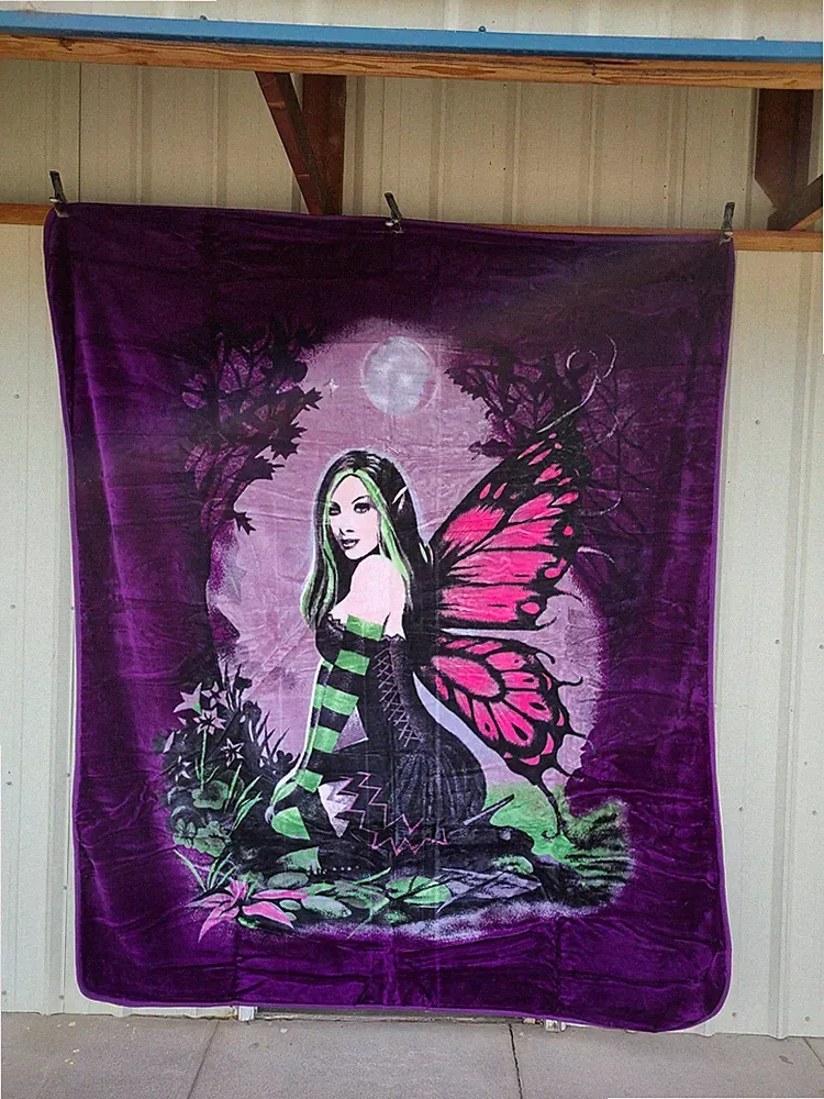 FAIRY MOON FANTASY MYTHICAL BUTTERFLY WINGS QUEEN SIZE BLANKET BEDSPREAD