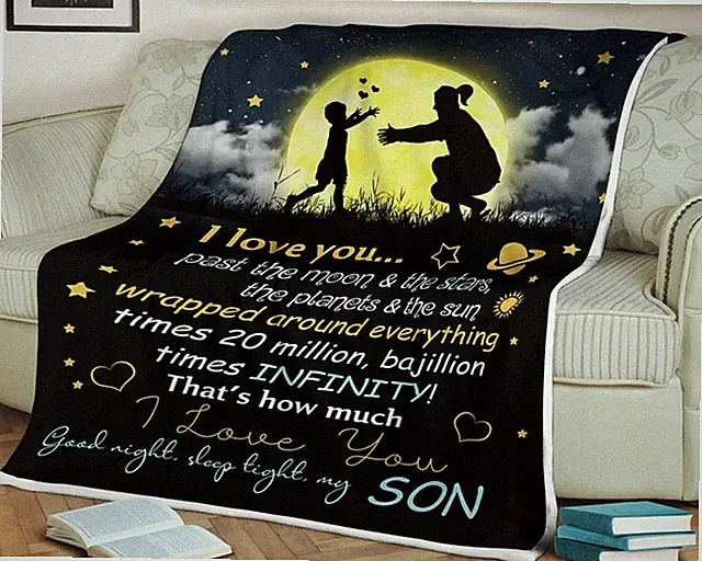 Family Moon Blanket Love You Past The Moon And