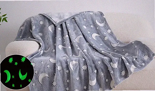 Glow In The Dark Moon And Stars Throw Blanket 50"X60"