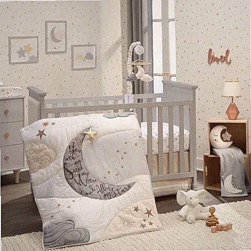 Lambs & Ivy Goodnight Moon 3-Piece Celestial Nursery Baby Crib Copper Stars