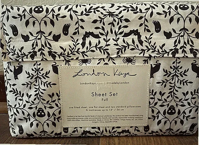 LONDON KAYE FULL SHEET SET Skulls Spiders Bats Cat Ghosts Moons Vines