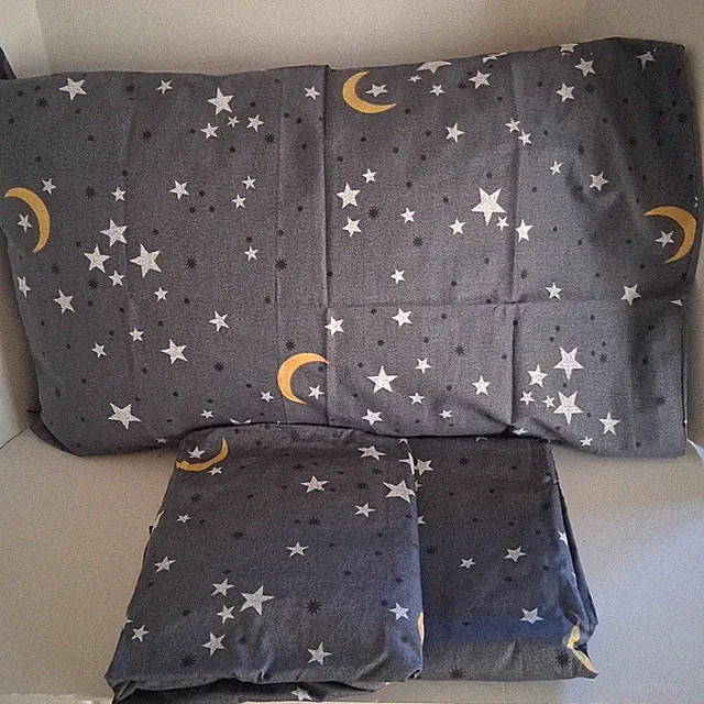 Moon & Stars Boys Girls 100% Cotton 3 Pcs Twin Bed Sheet Set Teen, Flat Sheet...