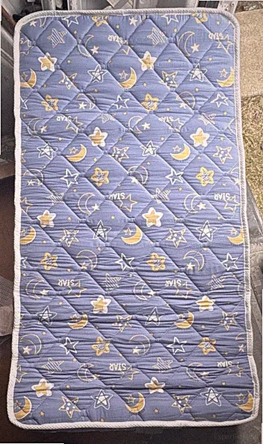 Moon & Stars Crib Quilt Nursery Coverlet Blue Yellow White Soft Bedding for Baby