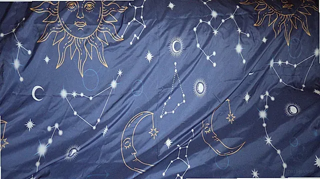 Set of Twin Sheets Moon Sun Face Constellations Blue Sky