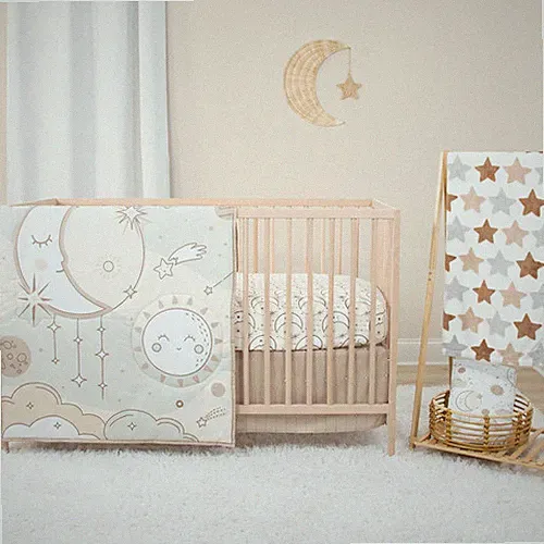 The Peanutshell 5 Piece Baby Crib Bedding Set for Boys & Girls - Crib, Beige