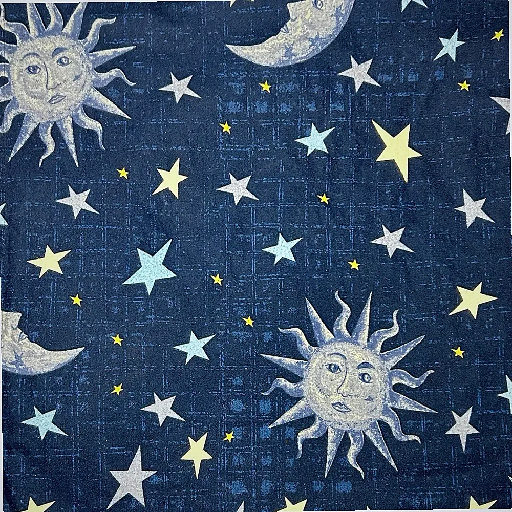 Vintage Celestial QUEEN Size Franco Bedding Flat Sheet Sun Moon Stars 90s Y2K