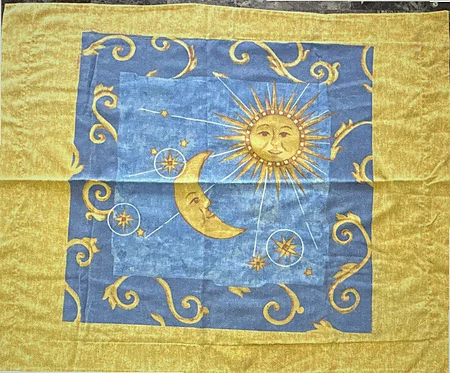 Vintage Rare Celestial Sun and Moon Yellow Blue Square Pillow Sham for Bedroom