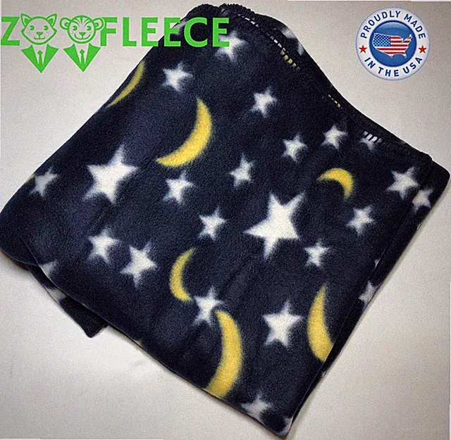 ZooFleece Starry Night Sky Stars Moons Blanket Throw Blue Quilt Winter 42X60"